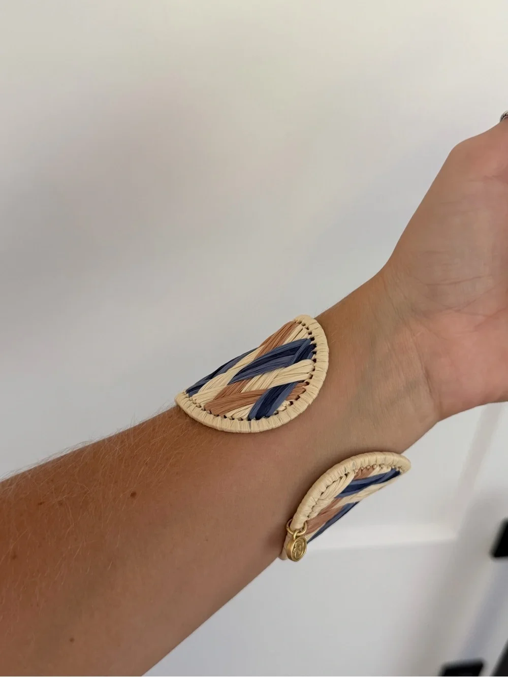 RAFFIA CUFF BLUE, TAN, CREAM - adjustable